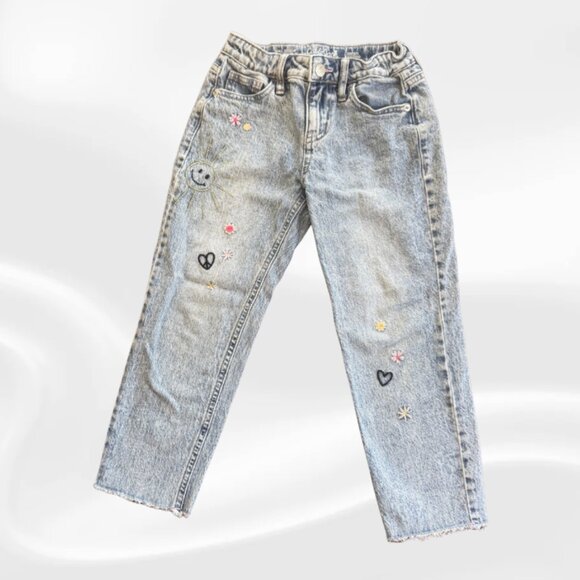 Cat & Jack Other - Cat & Jack Girls Embroidered Jeans | Size 6 | Smile Sun & Flower Patch Denim
